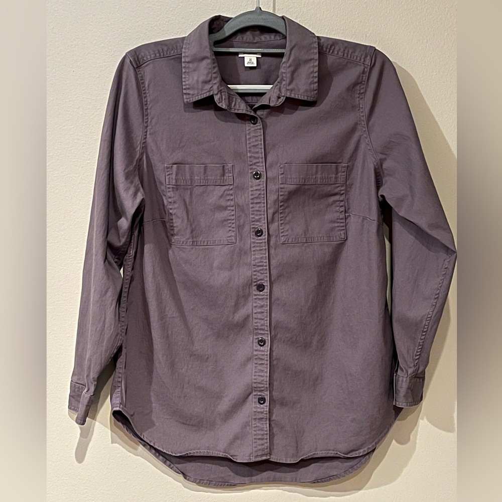 L L Bean women’s gray long sleeve button up
